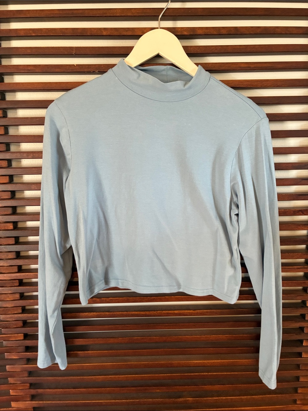 🎉NEW LISTING!🎉H&M Light Blue Mock Neck Long-Sleeve Crop Top